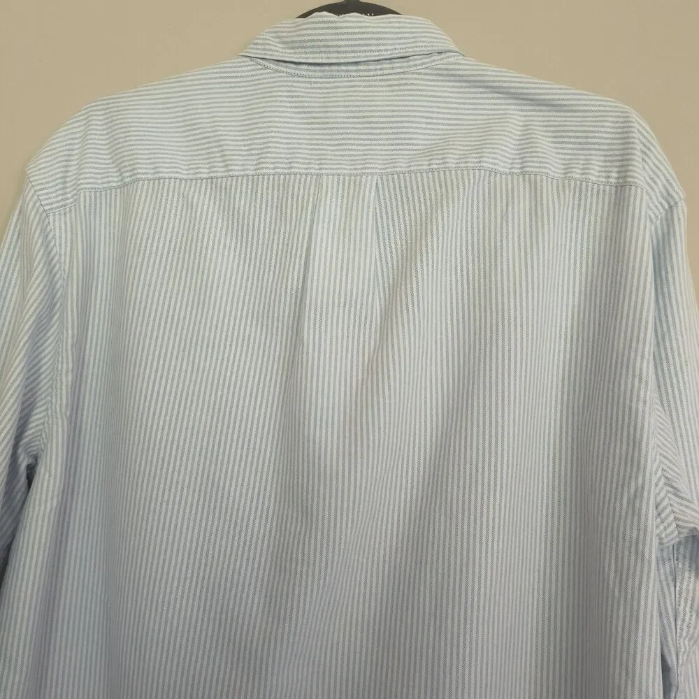 J Crew Flex Oxford Shirt NEW Mens L Slim Blue Stripe $89 Coastal Career Vacation